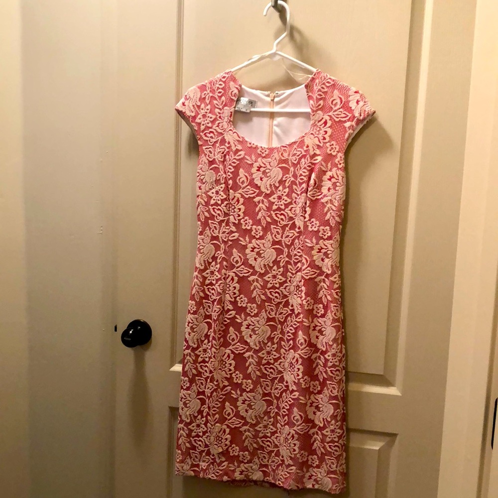 Kay Unger cocktail dress, red and white. Size 8